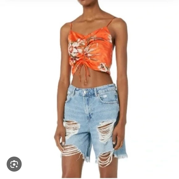 All Saints Tops - All Saints Alexia Dorada Sleeveless Floral Top, Size 8, Color Orange/Cream/green